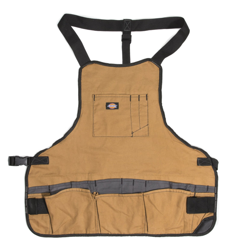 Dickies 16-Pocket Workshop Bib Apron, Durable Canvas Construction, Reinforced Edges, Adjustable Belt, Grey/Tan Tan