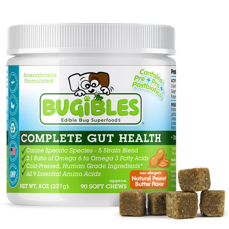 Probiotics for Dogs with Cricket Powder - Dog Probiotic Chews for Complete Gut Health (Pre, Pro & Post Biotics) - All-Natural Ingredients for Dogs Digestive Health, Allergy and Immune Support