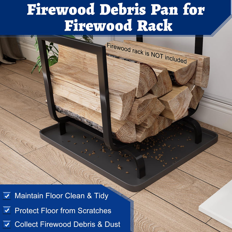 Firewood Debris Tray for Firewood Rack Indoor, 23.6" x 19.7" Fireplace Tray, Non-Slip Wood Debris Pan for Log Holder, Fireplace Accessories, Collect Wood Chips, Protect The Floor