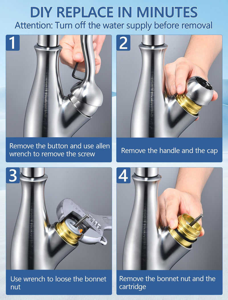 Faucet Cartridge Replacement for Delta RP50587 DST 1-Pack, Fits Delta Diamond Kitchen Lavatory Valve Single Handle, Includes Bonnet Nut, Fix Leak or Drip, Squeak, Temperature Issues,With Limit RP50587 with nut