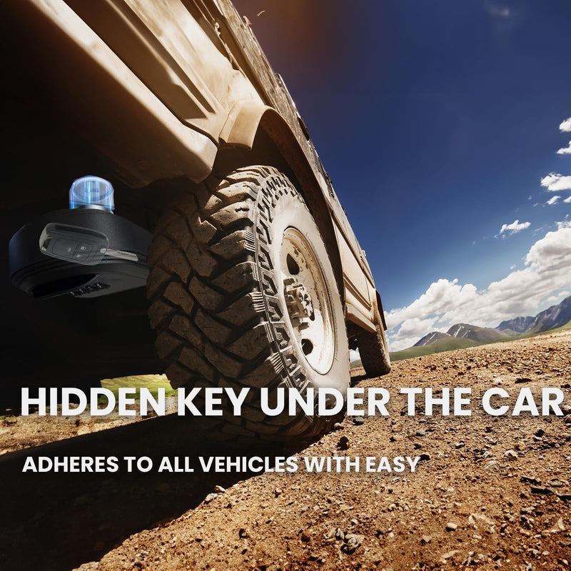 Magnetic Key Holder Under Car,Magnetic Key Box with Combination Lock, Hide Spare Key Outside,Waterproof Magnetic Key Hider Outdoor for Hiding for Vehicles Outdoor Black