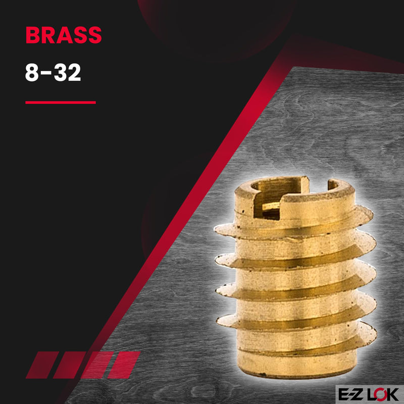 E-Z LOK 400-008 Threaded Insert, Brass, Knife Thread, #8", 8-32 Internal Threads, 0.375" Length (Pack of 25) 0.375" Length (Pack of 25)