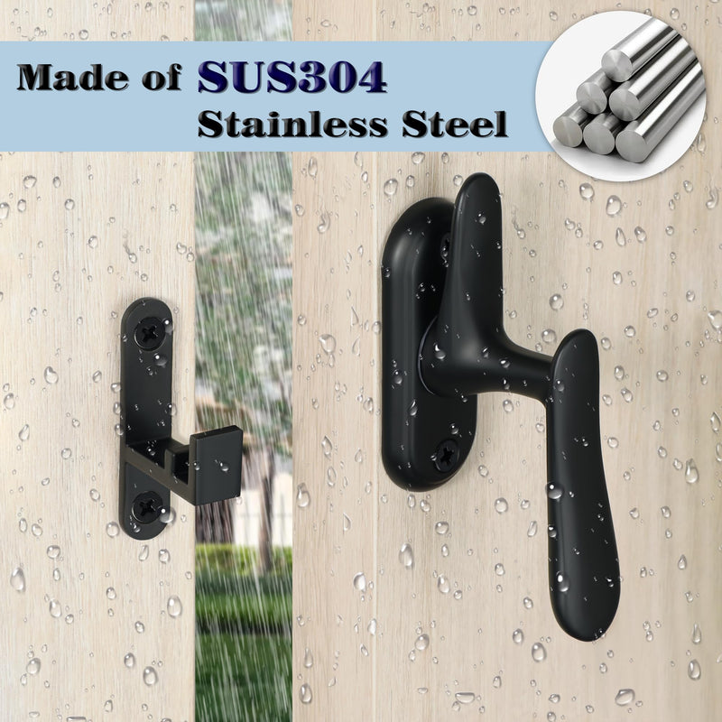 Alise Flip Latch Lock, 360 Degree Swinging Gate Latches Door Lock, SUS304 Stainless Steel Gate Hardware for Gate Sliding Door Cabinet Window, Matte Black Large Size