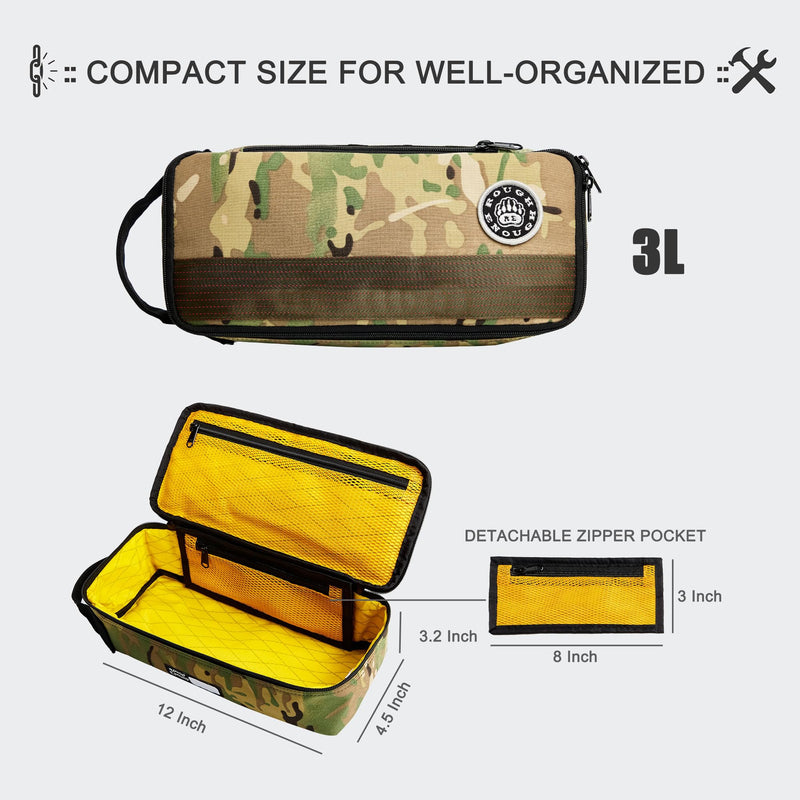 Rough Enough 12" Small Tool Bag, Heavy Duty Tool Pouch for Electricians, Motorcycle Repair & Camping, Water-Resistant Padded Organizer, Portable Compact Tool Case for Travel, Camo