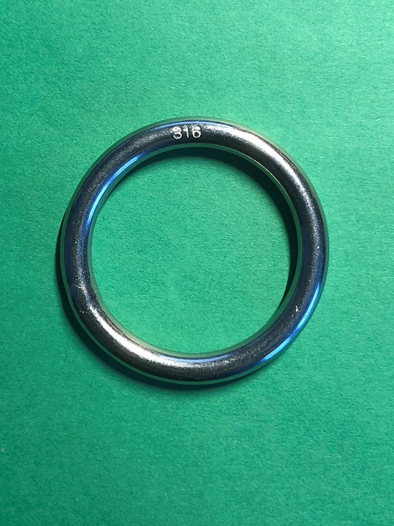 US Stainless 10 Pieces Stainless Steel 316 Round Ring Welded 3/16" x 1 3/8" (5mm x 35mm ID) Marine Grade