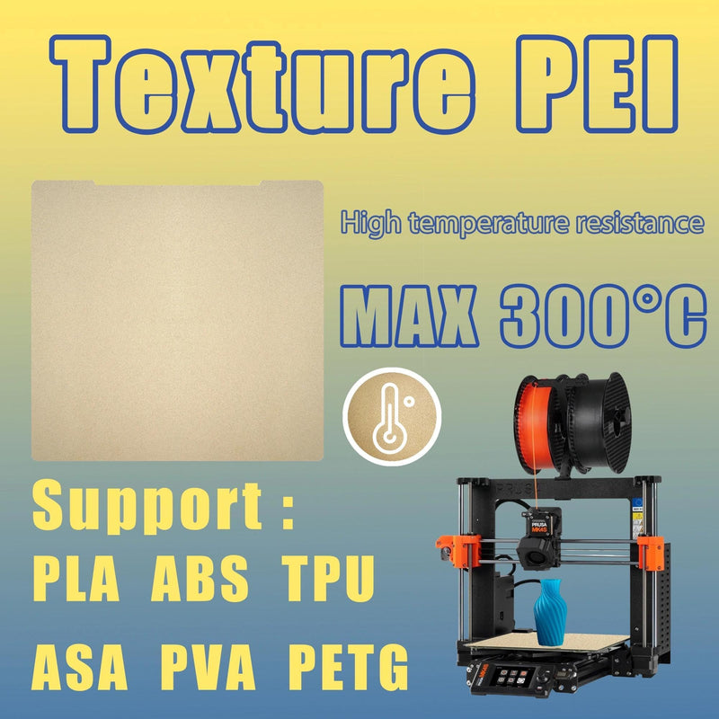 241x254mm Textured PEI + Smooth PET Prusa Build Plate for Prusa MK2 MK3 MK3S MK4 MK4S 3D Printers Dual-Sided Build Sheet 2 Pack PET+PEI