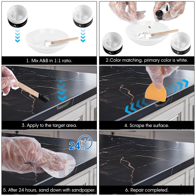 Tile & Fiberglass Tub Repair Kit(Color Matching), Porcelain Sink Repair Kit, Countertop Repair Kit for Granite, Marble, Quartz, Ceramic & Shower Repair Kit for Chips, Cracks, Scratches, Holes