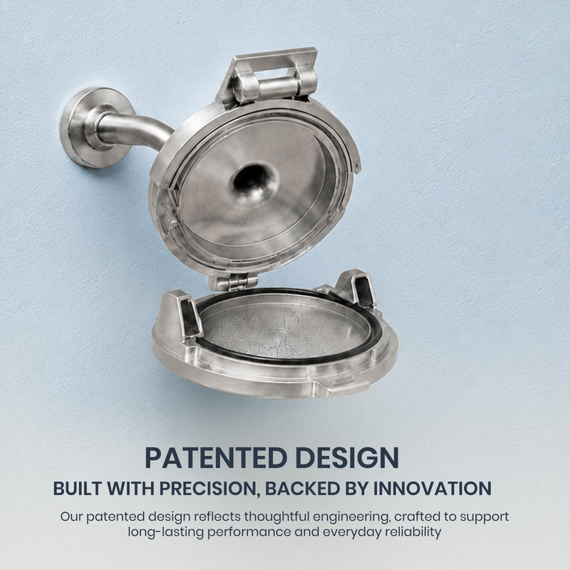 Patented Open Clean Design Shower Head - The World’s Only Cleanable Shower Head to Reduce Moisture & Buildup, High Pressure Flow, Universal Fit - Chrome - 5.5 inches