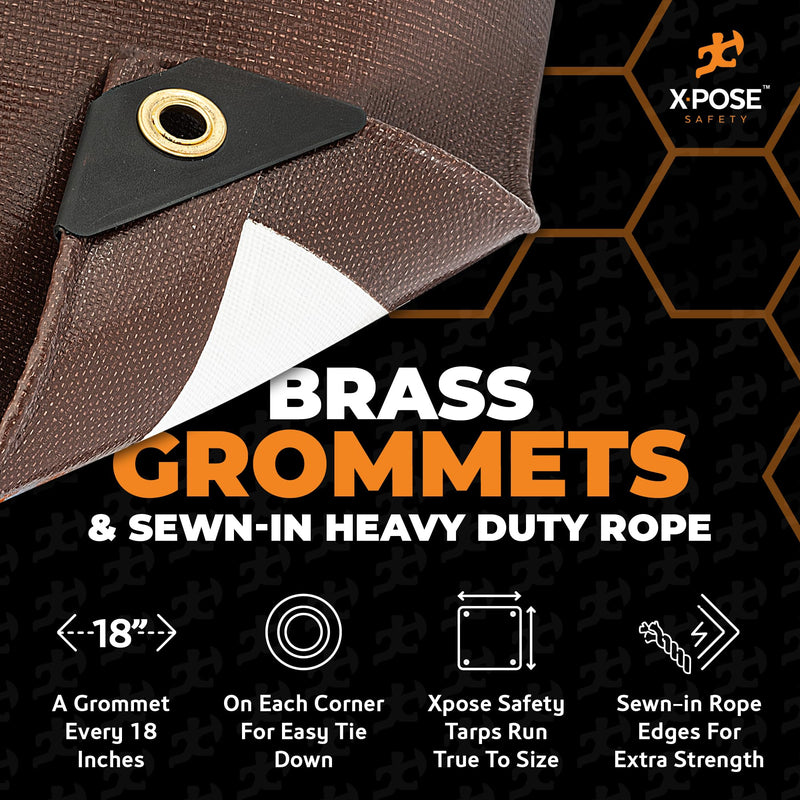 5' x 7' Brown/White Ultra Heavy Duty Tarp - 20 Mil Tarps Heavy Duty Waterproof 5x7 - Large Outdoor Tarp, Waterproof Tarp Cover for Rain Camping, Tent Tarp, UV Protection, Reinforced Corners 5' x 7'