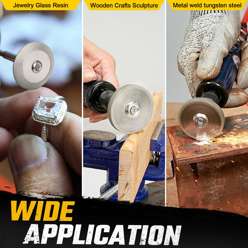 Double-Sided 45° Diamond Grinding Wheel 1/4" Shank Die Grinder Drill Attachment Sanding Bit for Wood & Metal, Threaded Repair, Tungsten & Lawn Mower Blade Sharpening Double-Sided 45° Wheel