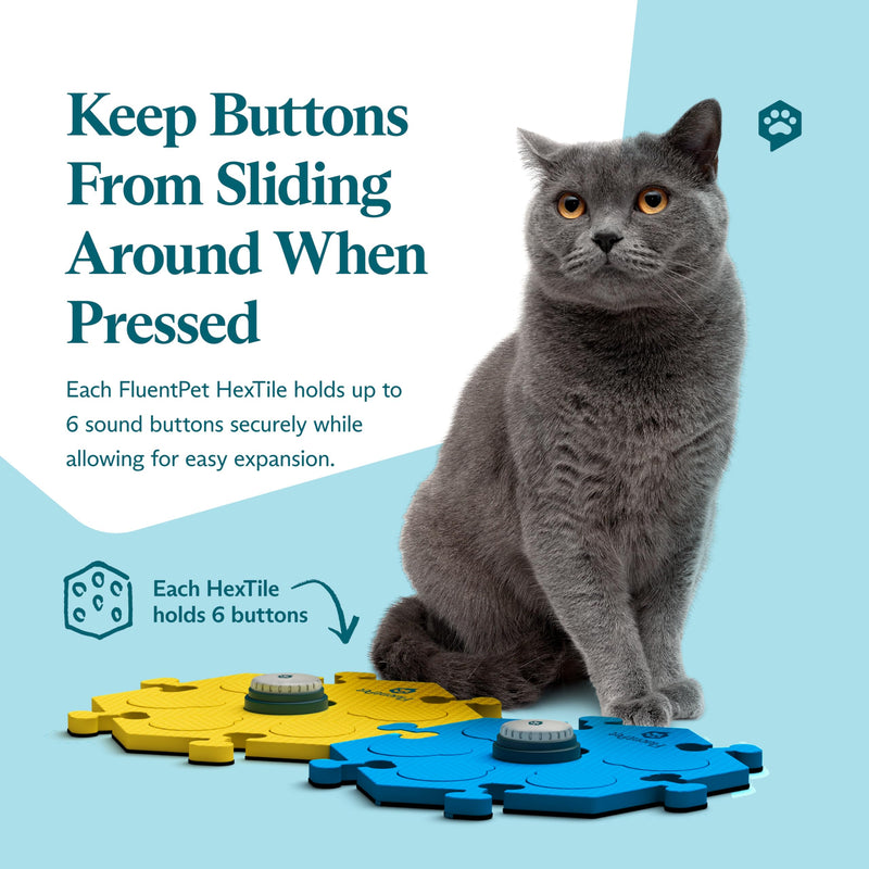 FluentPet Tester Kit - Set of 2 Dog Talking Buttons & HexTiles - Customizable Cat & Dog Training Buttons for Communication - Batteries Included - Pet Buttons Gift Set 2 Buttons + 2 HexTiles (Bold)