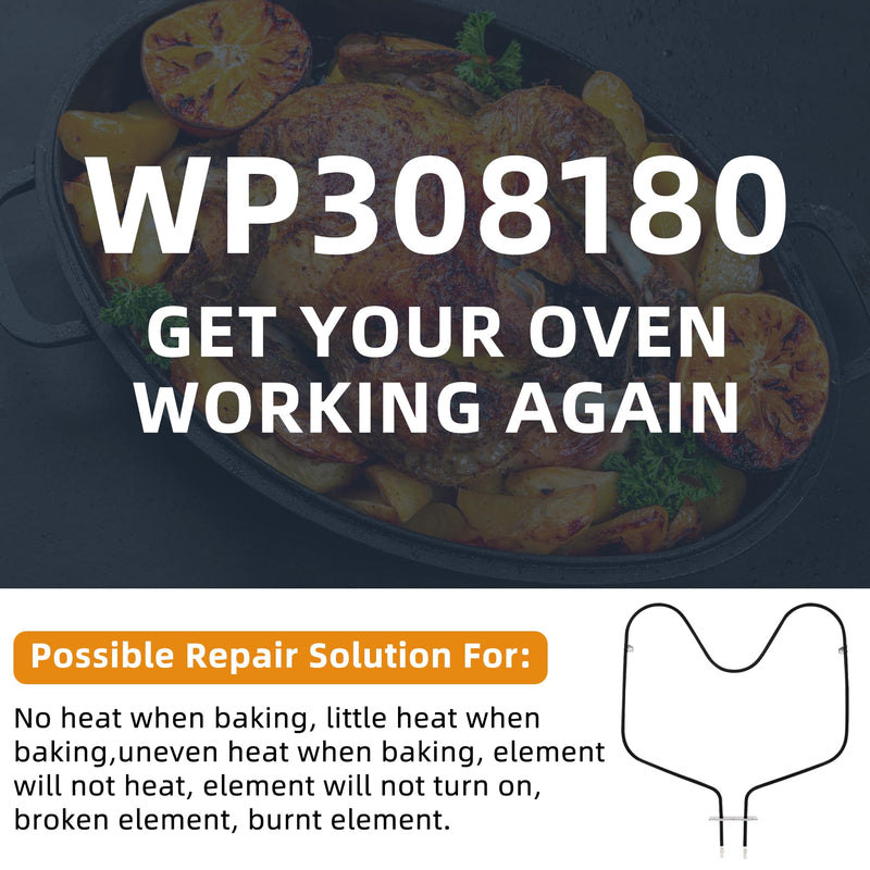 308180 W10308477 Bake Element Fit for Whirlpool Oven Heating Element 311470, 313827, 660576, 661170, 14210047, 308180BULK, AP6007578 RF3165XVW0 RF363PXDN0 FEP310BL0 (2600 Watts, 240 Volt) by AMI PARTS