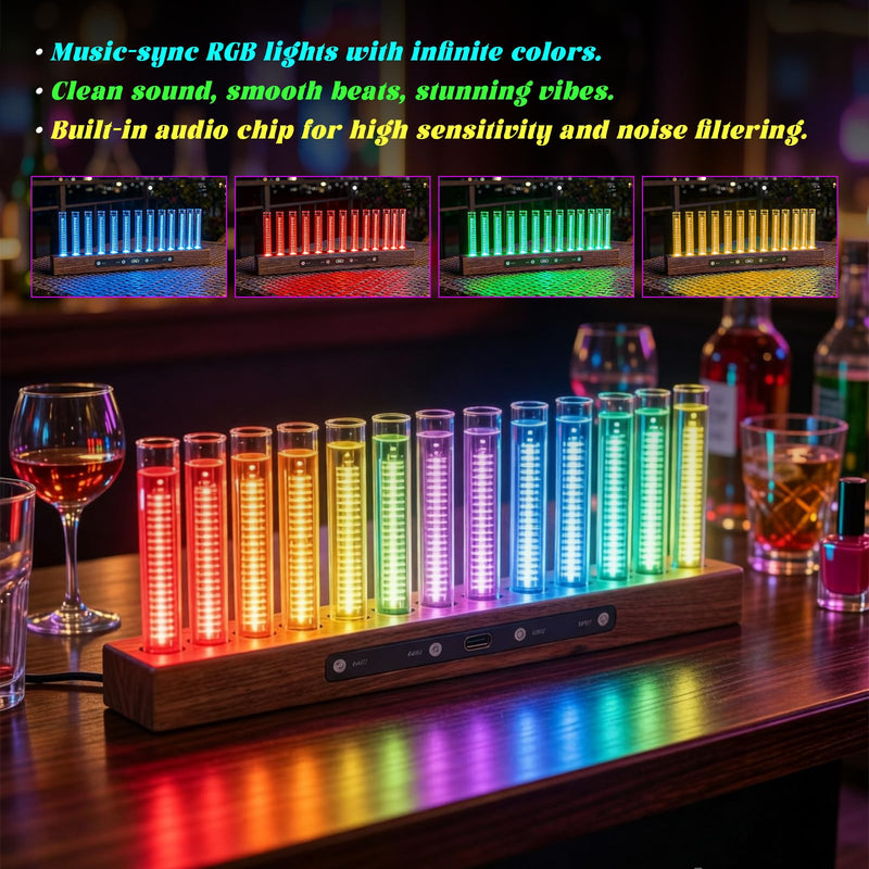12-LED Music Spectrum Display with 240 RGB Beads - High Sensitivity Spectrum Analyzer, Adjustable Color & Brightness for Home Audio