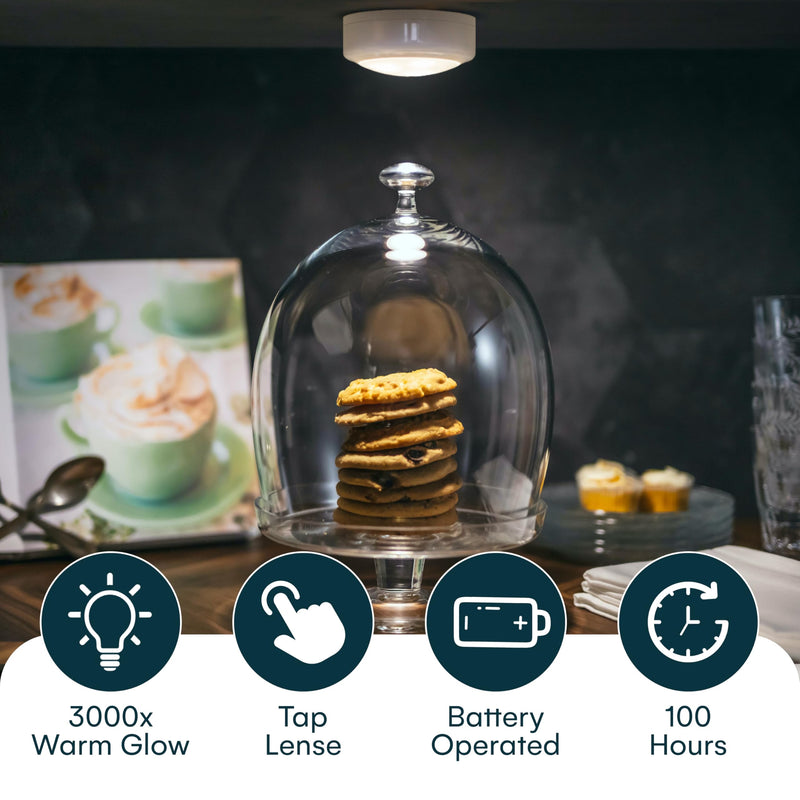 Brilliant Evolution Wireless LED Puck Lights with Remote Control - Battery Operated Lights and Warm Light Under Cabinet, Closet, or Kitchen - Stick On Lights, Under Counter Lighting - Pack of 3, White