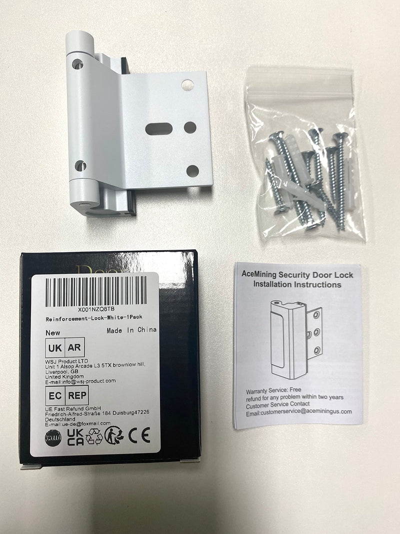 Door Reinforcement Lock Withstands 800lbs of Force - White Extra Child Proof Door Lock with 8 Screws Prevents Unauthorized Entry,Add a Door Security Lock for Home Safety & Privacy 1