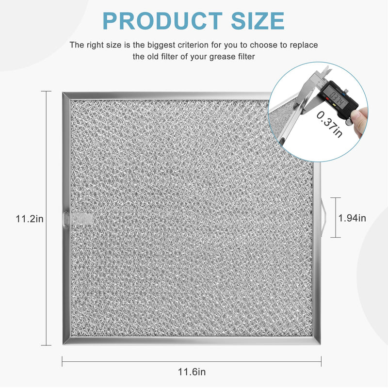AMI PARTS 99010316 Range Hood Grease Filter (11 1/4" x 11 3/4") for b-roan Stove Replace S99010316, WA65AF, NTK7450000, 990721400, 990721400A (2 Pack)
