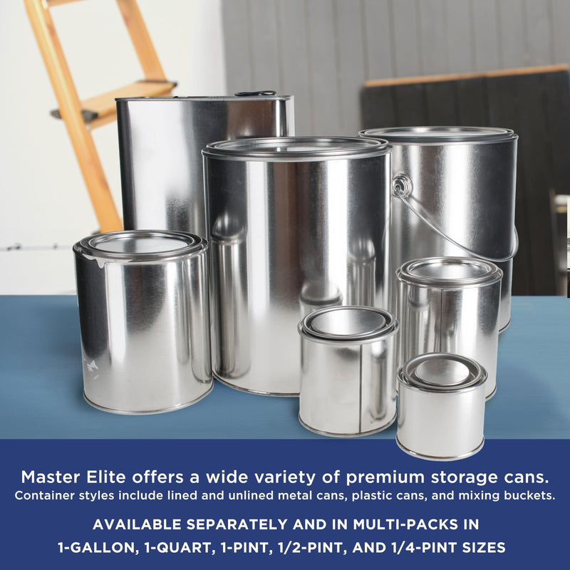 Master Elite 1 Gallon Lined Empty Metal Paint Can Bucket with Lids, 2-Pack