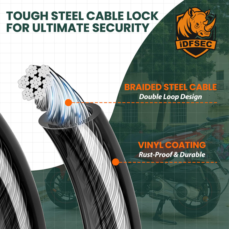 Heavy Duty Adjustable Cable Lock with 4 Keys 10' x 1/2" Diameter