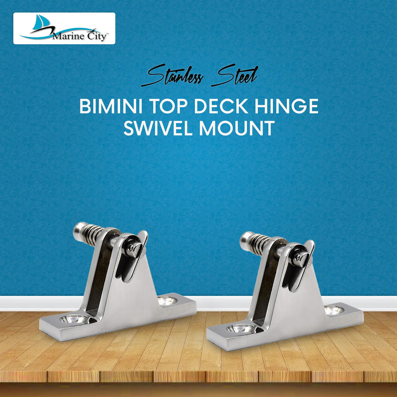 Marine City 316 Stainless Steel Bimini Top Deck Hinge Swivel Mount with Removable Pin – Side Mount Boat Bimini Hardware for Marines, Yachts and Ships (Pack of 2)