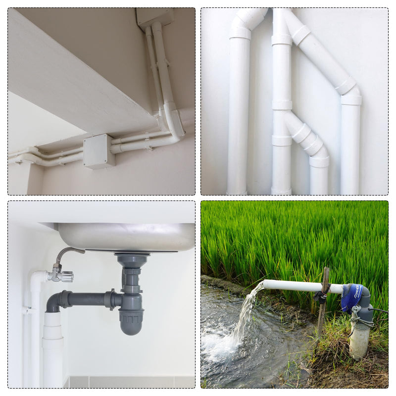 1.8" x 2" PVC Pipe 14" Plastic Rigid Tubing Round High Impact Drain Pipe, [for Greenhouse Garden Home HVAC Plumbing] - 45.2x50mm / White 1.8" x 2"
