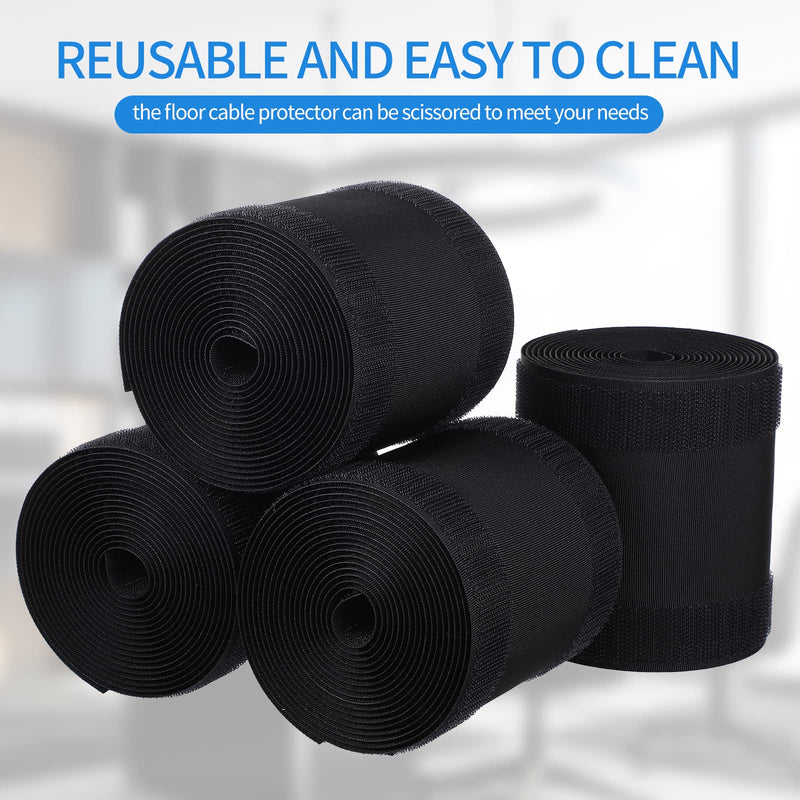 WILLBOND Carpet Cord Cover Cable Grip Floor Cover Cable Protector Management Only for Commercial Office Carpet(Black,39.37 ft) 39.37 ft Black