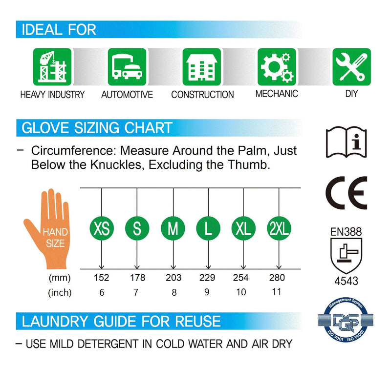 GYC Gloves, Cut Resistant Safety Work Gloves - Level 5 Cut Protection, 10 Pairs Pack - Excellent Dexterity & Breathability, Comfortable Soft PU coated (TK-713A/Size 10 - X-LARGE) Tk-713a_10(xl) 10 Pairs