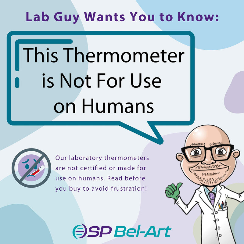 SP Bel-Art, H-B Easy-Read General Purpose Liquid-In-Glass Laboratory Thermometer; -10 to 225C, Total Immersion, Environmentally Friendly (B60305-0000) -10 to 225°C, 350mm Length