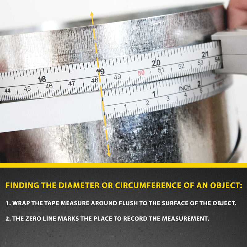Perfect Pi Diameter Circumference Tape Measure - Imperial and Metric Tape Measure 1/2-inch by 12ft / 3.5m Use for Measuring Cylindrical Objects (Pipe Tape, Tree Tape) Model DCT120