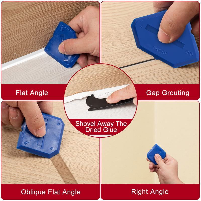 Silicone Caulking Tool Kit, Caulk Remover Tool, Putty Knife Scraper, 3 Glass Glue Corner Scrapers, Grout Removal Tool with Stainless Steel Head for Kitchen Bathroom and Window