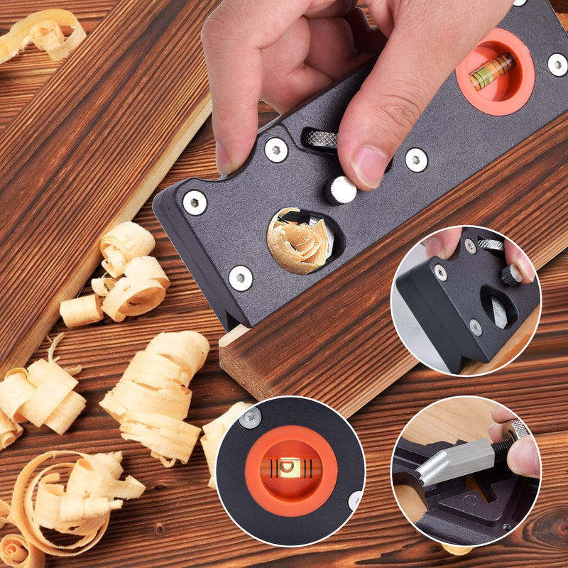 Chamfer Plane-Woodworking Edge Corner Plane with Auxiliary Locator, Hand Plane Suitable for Quick Edge Trimming of Wood (W/7cuters) Black Purle