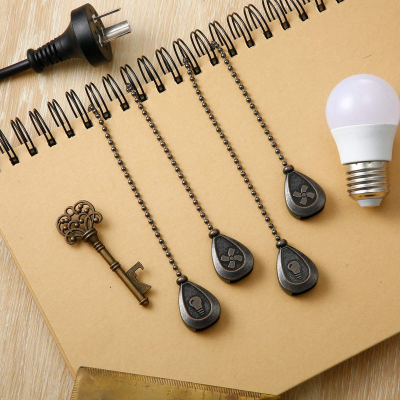 8 Pieces Pull Chains Extension Fan Pull Chain Pendant Ceiling Fan Pull Chain 12 Inch Ceiling Fan Chain Extender Ornament with Ball Fan Chain Connector (Black Copper Color)