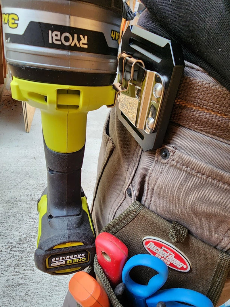 ULIBERMAGNET Drill Holder Belt Clip,Heavy Duty Clip-On Tape Measure Belt Holder,Soild Aluminum Tools Holster with Belt Clip Hook for Cordless Drill,Impact Driver,Tape Measure,Tools with Hanger Clips