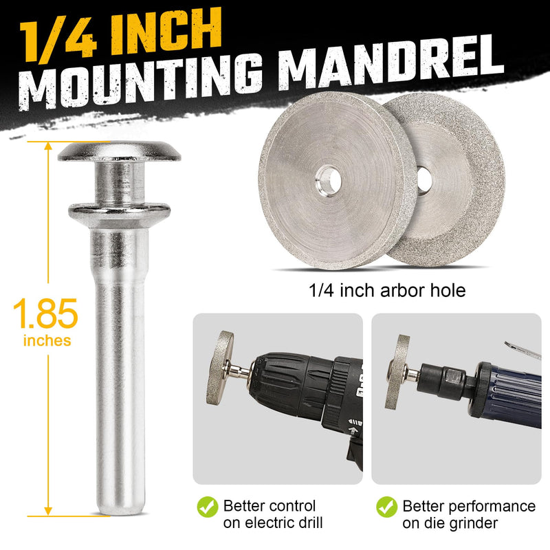 Double-Sided 45° Diamond Grinding Wheel 1/4" Shank Die Grinder Drill Attachment Sanding Bit for Wood & Metal, Threaded Repair, Tungsten & Lawn Mower Blade Sharpening Double-Sided 45° Wheel