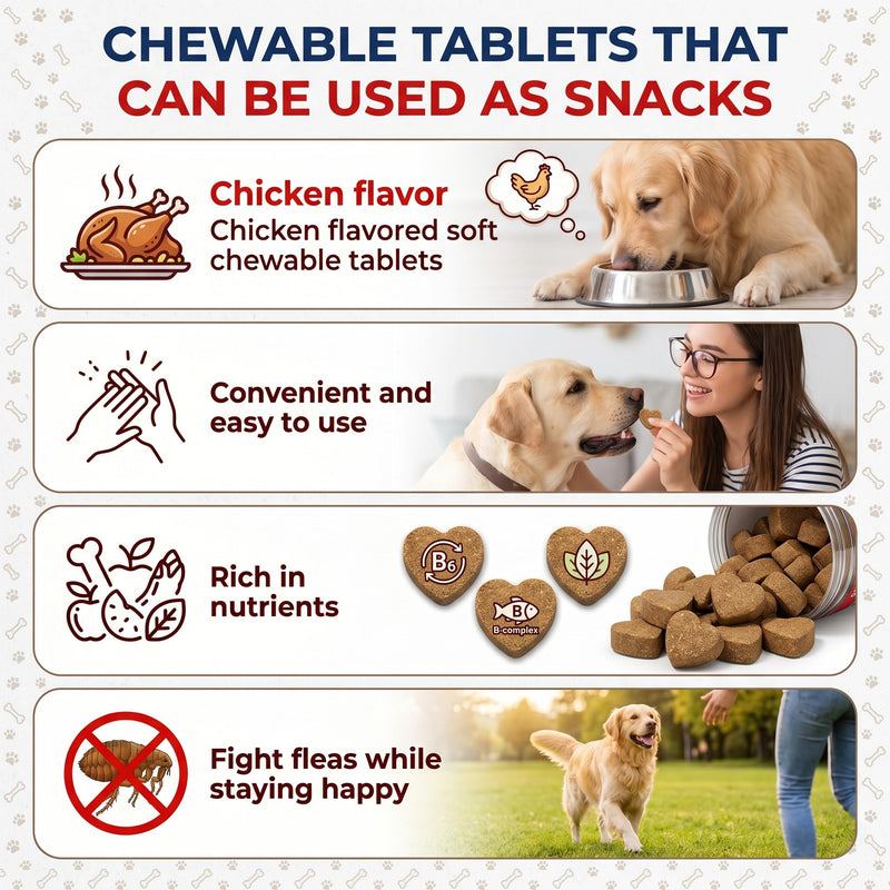 Tick Treatment Chews for Dogs - Natural Oral Prevention & Treatment with Garlic & Flaxseed - Chicken Flavor Soft Chews for All Ages - 200 Count