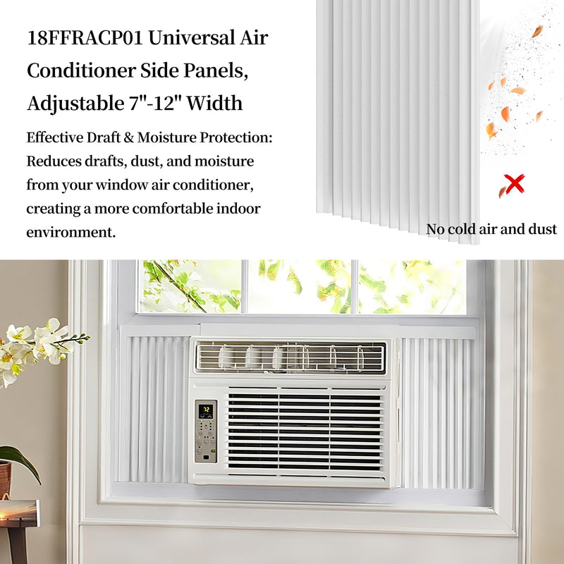 Side Panels Air Conditioner Compatible with Frigi-daire 18FFRACP01 Universal Air Conditioner Side Panels, Adjustable 7"-12" Width, Fits Most Window AC Units