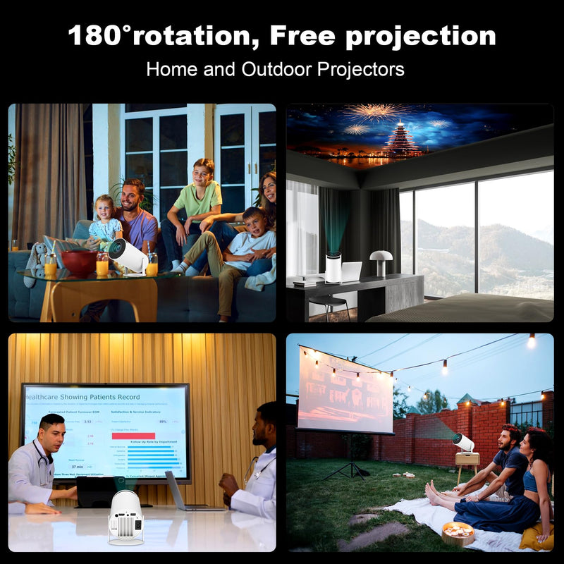 HY300 PRO MINI Projector, Portable Projector,Support 4K 1080P with Dual-Band WIFI6 5G Wireless 5.0 Bluetooth Android 11, 180° Rotatable, Auto Keystone Correction, 35"-130" Screen Video Projector