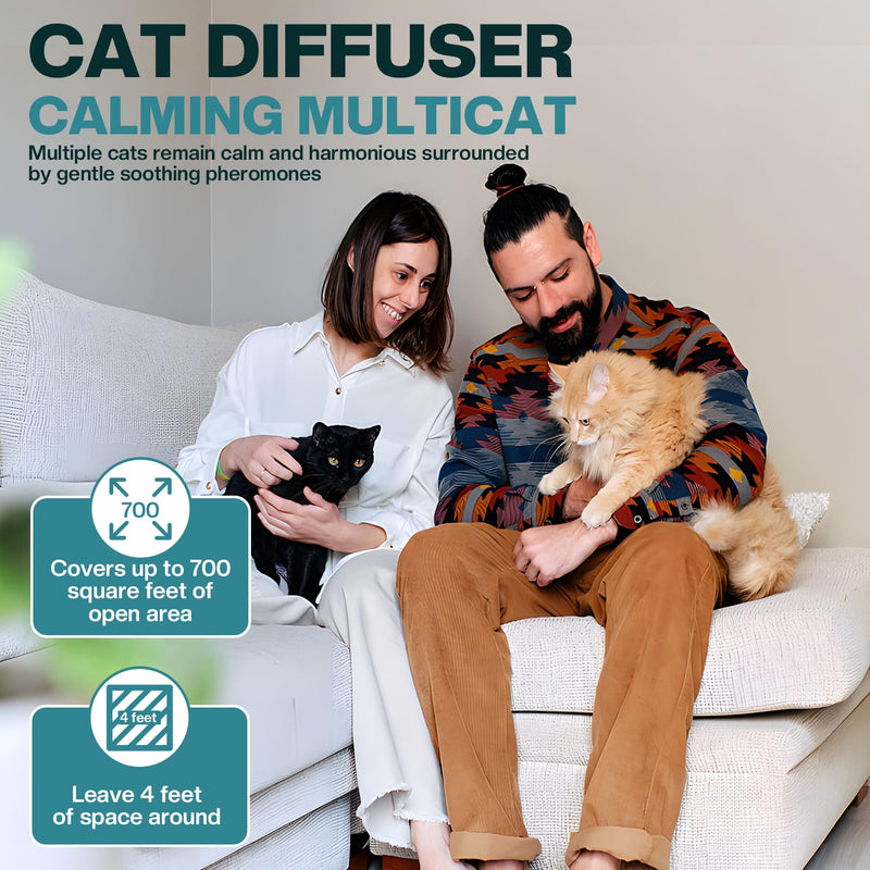 Cat Calming Diffuser 6 in 1 Multicat Calming Pheromones Diffusers Relief Stress Anxiety Fighting Scratching 90 Days Calm Relaxing Pheromone for Cats kit 48ml Refill Fits All Common Diffuser Plug In Green