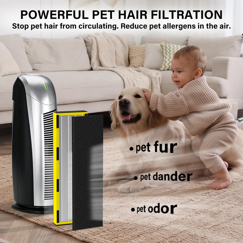 FLT4825 HEPA Filter B Replacement Compatible with Guardian Air Purifier Models AC4825 AC4825E AC4825W AC4300 AC4800 AC4850PT AC4850 AC4900 AC4820 AP2200CA, 5 HEPA Filters + 10 Carbon Pre-Filters