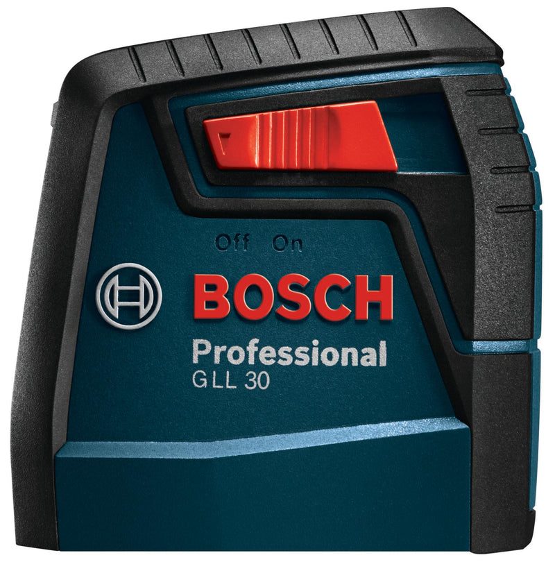 BOSCH GLL 30 30 FT Self-Leveling Cross-Line Laser, Includes 2 AA Batteries & Flexible Mounting Device 30ft