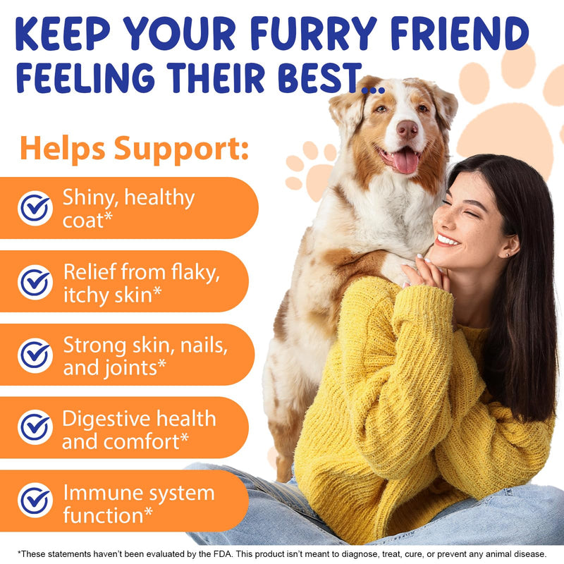 Liquid Collagen for Dogs, Dog Joint Supplements, Skin and Coat Supplement, Dry and Itchy Skin Relief, Support Digestive Health, Dog Collagen Drops with Biotin, MSM, Ginger, Bacon Flavor