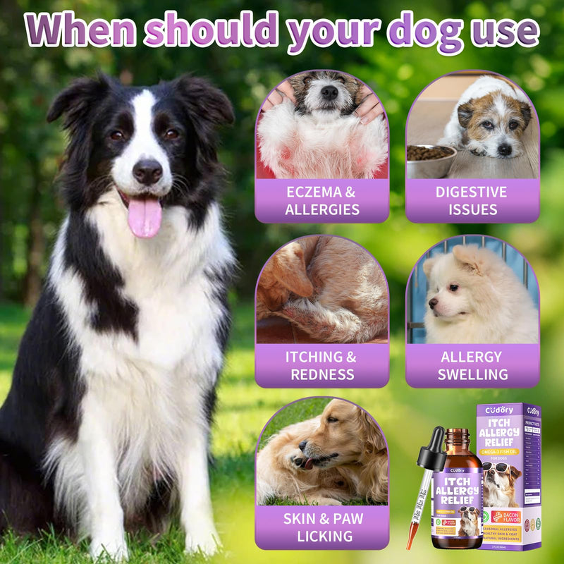 Allergy Relief for Dogs and Cats - Cat Allergy Tasty Chews + Dog Allergy Relief Drops- Healthy Skin, Gut & Coat Support for Cat or Dog Supplements Probiotic & Vitamins