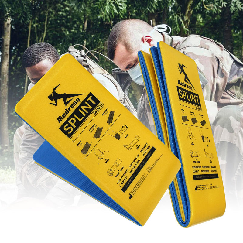 First Aid Splint Kit, Lightweight Reusable Splint for Supporting Arm and Leg Fracture Treatment During Trauma Emergencies(Yellow) Yellow