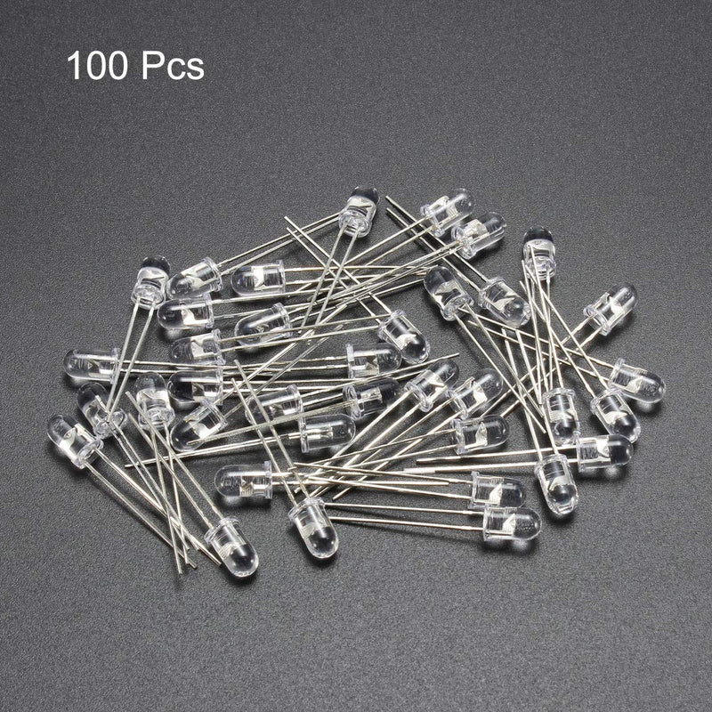 uxcell 100pcs 5mm 940nm Infrared Emitter Diode DC1.2-1.3V LED IR Emitter Light Emitting Diodes Clear Round Head
