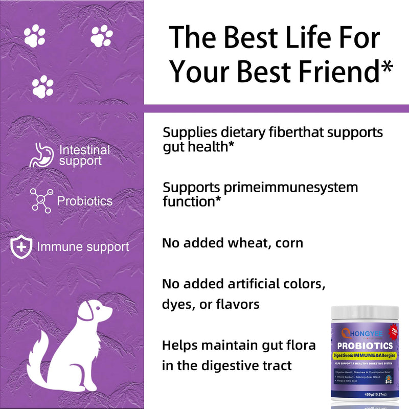 Probiotics for Dog 200 chews,Enzymes and Gut Support,Anti-Diarrhea,Promotes Digestive Health,Seasonal Allergies,Immune System,Probiotics with Papaya, Pumpkin, and Krill Oil- Vet Approved