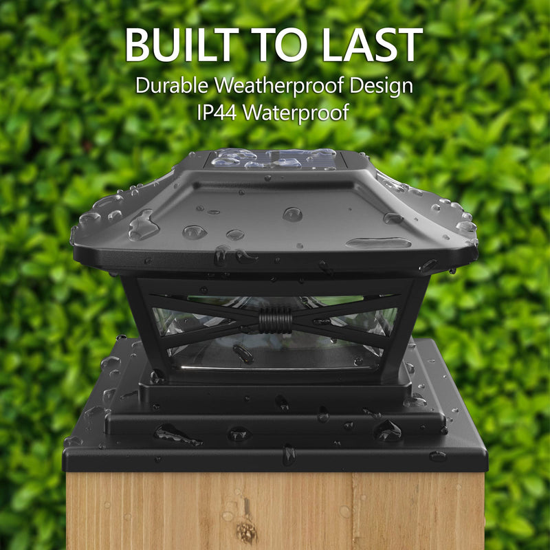 Davinci Lighting Renaissance Solar Outdoor Post Cap Lights - Includes Bases for 4x4 5x5 6x6 Posts - Bright LED Light - Slate Black (8 Pack) 8 Pack