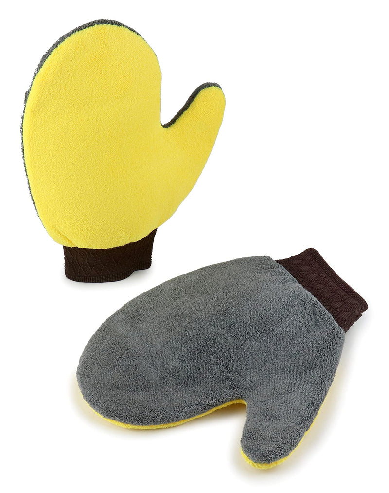QWORK Cleaning and Dusting Mitt Paint Gloves, 4 Pack Painter's and Decorating Gloves with Thumb, Microfiber Terry Gloves