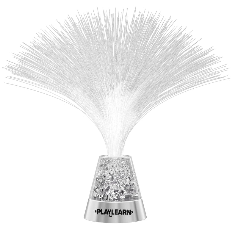 Playlearn 13” LED Fiber Optic Lamp - USB/Battery Powered – Color Changing Crystal Base – Fiber Optic Light Sensory Lamp