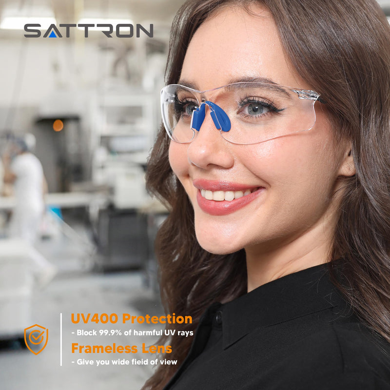 Clear Safety Glasses 24 Pack, Protective Eyewear UV Protection ANSI Z87.1, Safety Goggles Scratch & Impact Resistant, Eye Protection with Nose Pads for Men & Women Construction, Shooting, Lab Work Clear Lens/Blue Temples