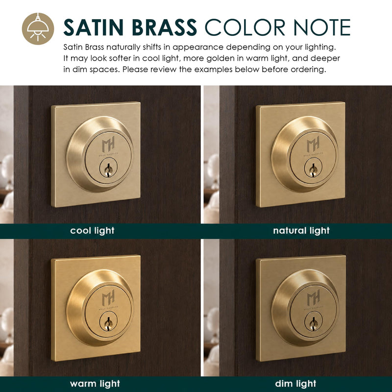 Mega Handles - Glamor I Entry Deadbolt Lock - Heavy Duty Round Locking for Left or Right-Handed Doors - Interior/Exterior - Satin Brass 1