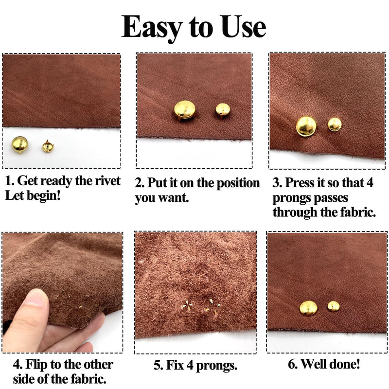 Honigo 200pcs Nailheads Dome Studs Rivets Silver Metal Solid Brass 2/3/4/5/6/7/8/9/10/12mm 4 Prongs Spikes Spots for Leather Craft Clothes Belt Bag Shoes Decorations Totes DIY Craft Round-Silver 200 Pack 2/3/4/5/6/7/8/9/10/12MM